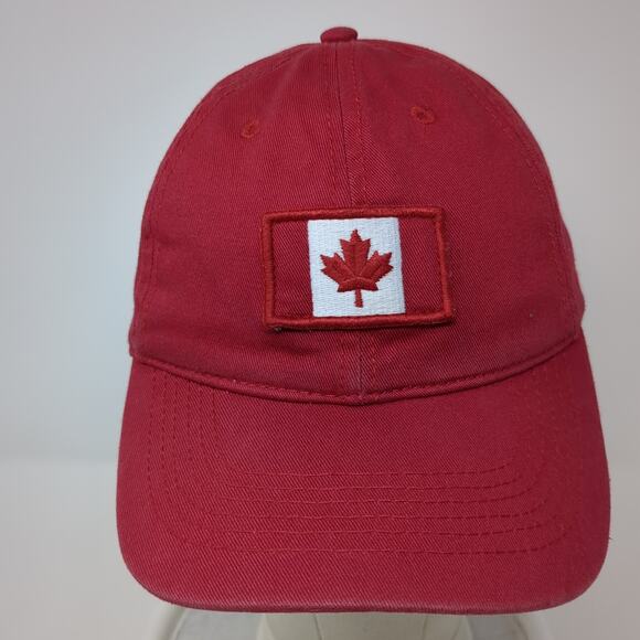 Canada Flag Slideback Baseball Cap Red One Size Adjustable Embroidered 6 Panel - Picture 2 of 10